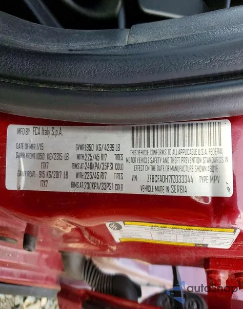 2015 Fiat 500L Trekking z USA, uszkodzony, nr VIN ZFBCFADH7FZ033344